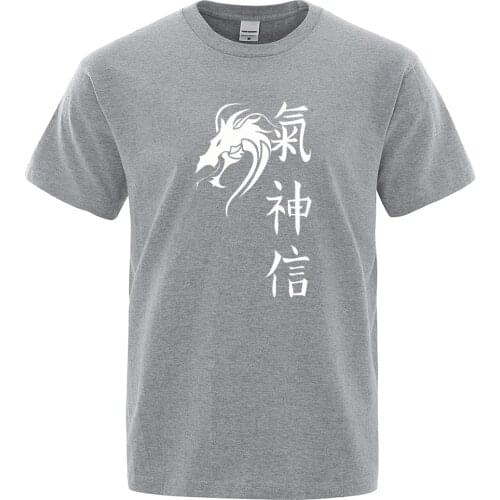 Spiritual Dragon White Anime Printing T Shirts Men Fashion Brand t-Shirt Loose Summer Breathable T Shirts Oversize Crewneck Tops