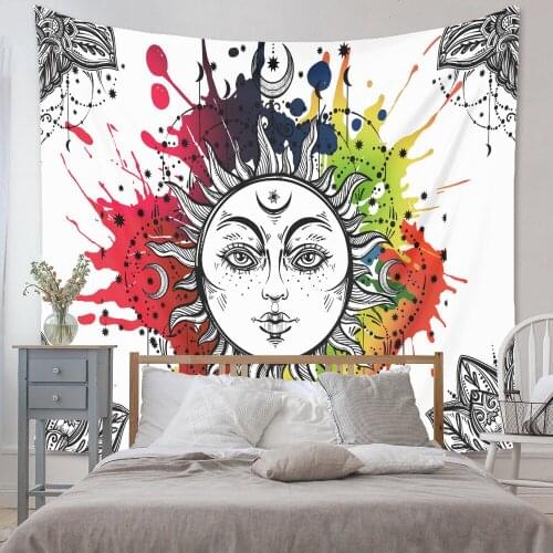 Mandala Sun Wall Tapestry Home Room Boho Decor Bohemian Aesthetic Hanging Tapestry Anime Tapestry ArtMacrame Wall Carpet 95x73cm