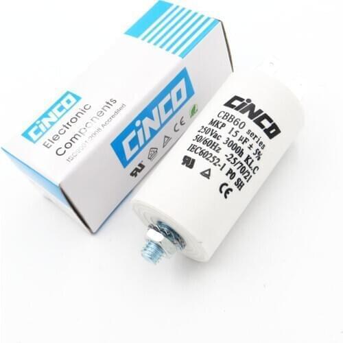 15MFD 250VAC CBB60 Motor Run Capacitors Polypropylene Film Ac 250V 220V Water Pump electrical Capasitor engine 15uf 15mf