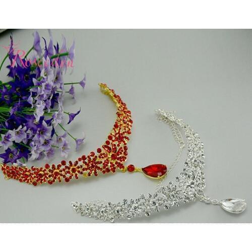 India Style Front Headwears Red big pendant forehead chain Wedding Hair Accessories free shipping RE175