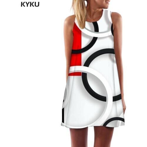KYKU Brand Geometry Dress Women Colorful Sundress Art 3d Print Street Beach Womens Clothing Vintage Gothic Cool Fashion