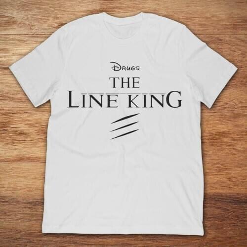 Drugs The Lion King The Line King Funny White T-Shirt Simba Scar Timon S-3Xl