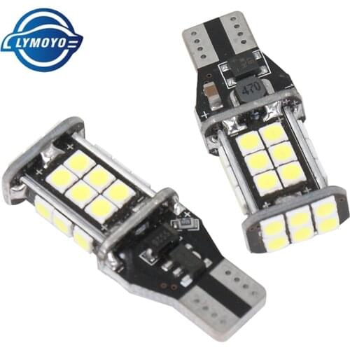 LYMOYO 2X W16W T15 Canbus Car LED lights 3030 24 SMD LED 6000K Auto LED Error Free White Brake Lamp Backup Reverse Lights 12v