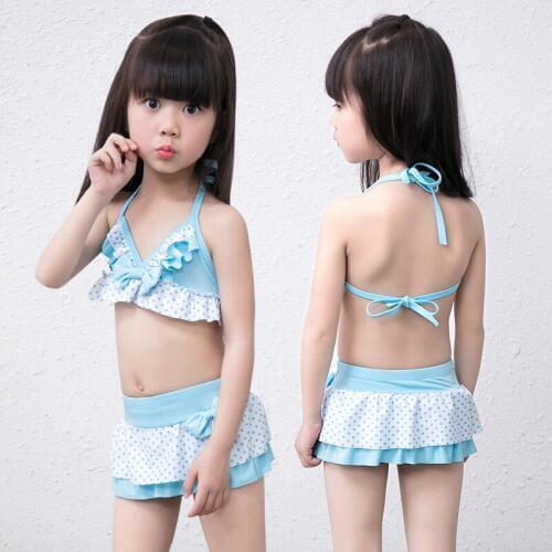 Little Girls Two-piece Polka Dots Swimsuit Kids Baby Girl Bikini Suit Swimwear Bathing Swimming Swimmer Beach wear Clothes