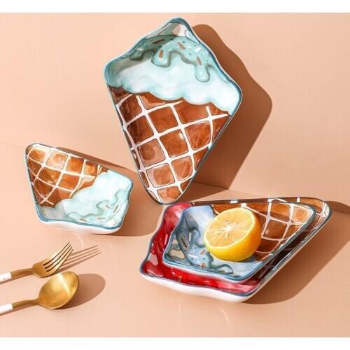 Lovely Ice Cream Shape Ceramic Dish Partty Cake Dessert Dish Porcelain Soy Sauce Dish Handwork Color Cute Food Plate