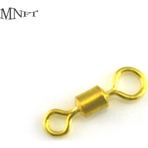 MNFT 500Pcs Rolling Swivel With Solid Ring Golden Color Rolling Swivel Fishing Connector Snap 8# 10# 12