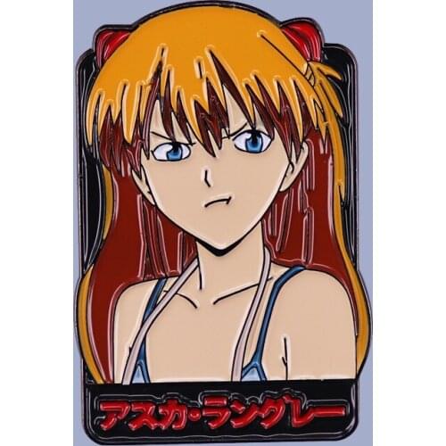 Cartoon Anime Asuka Langley Soryu Brooch Pins Enamel Metal Badges Lapel Pin Brooches Jackets Jeans Fashion Jewelry Accessories