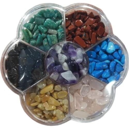 7 Chakras Set GemStone Box Irregular Natural Crystals Amethyst Rose Quartz Gravel Stone Energy Minerals Collection Specimen
