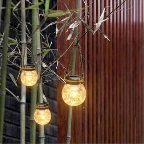 30 LEDs Solar Night Light Crack Ball Glass Jar Wishing Lamp Outdoor Garden Tree Decoration Light
