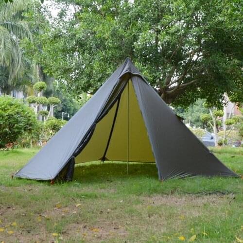 Outdoor Ultralight Pyramid Tent 3-4 Person Camping Tent With Chimney Hole Upgraded 20D Silicone Nylon Teepee Backpacking Hiking