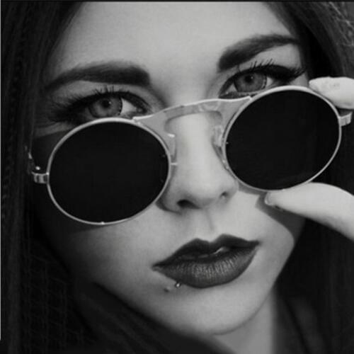 Steam Punk Sunglasses Women Men Flip Up Round Sun Glasses for Female Male Steampunk Alloy Frames Sunglasses-women Anti-glare
