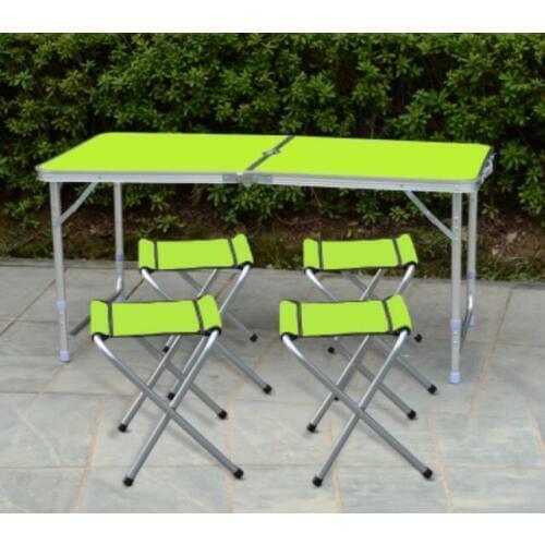 High quality 120*60cm Portable Folding Camping table Picnic Outdoor desk with 4pcs chairs & umbrella hole