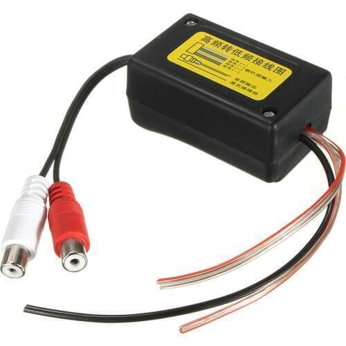 Pre-cut Easy Connecting Input Line High to Low Level Car Speaker RCA Converter with Ground Wire