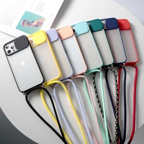 Camera Lens Transparent Case For iPhone 12 11 Pro mini X XR Xs MAX 7 8 6 6S Plus SE 2020 Crossbody Lanyard Necklace Cover Coque