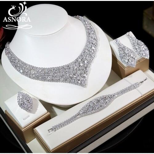 Luxury Cubic Zircon 4PCS Jewelry Set For Women Wedding Party Cubic Zircon Crystal Dubai Bridal Jewelry Set,Special Offer, X0035