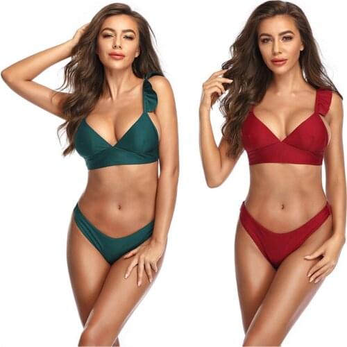 Sexy bikini 2020 Swimwear Women biquinis bathers Ruffles bikini set Bandage bathing suit Push up swimsuit Female beach wear