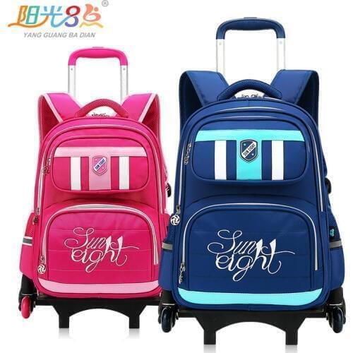 Removable Trolley school bag 6 wheeled schoolbag waterproof Night Reflective children backpack bags Travel luggage For boys girl