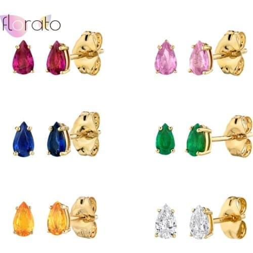 925 Sterling Silver Ear Needle Oval Rainbow Zircon Earring For Women Girls Tiny Waterdrop CZ Stud Earrings Jewelry Gift