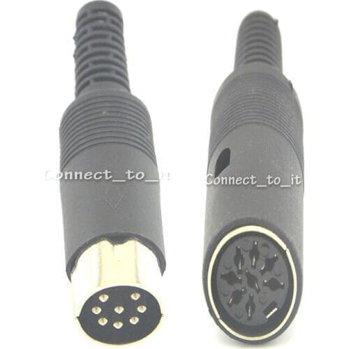 DIN Plug Male Connector 8 Pin with Plastic Handle & Female DIN Jack 8pin Connector for Cable