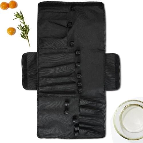 Qing Chef Knife Bag Roll Bag Kitchen Cooking Portable Durable Storage 13 Pockets Oxford Cloth Black Colors Tool Knives Holder