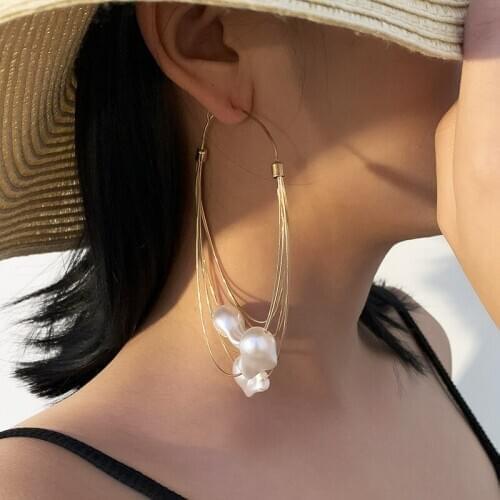 TARCLIY Baroque Multi-layer Tassel Imitation-Pearl Earrings Handmade Geometric Temperament Women Accessories Wedding Party Gifts