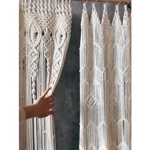 85*200cm Hand-woven Macrame Cotton Rope Curtain Wall Hanging Bohemia Towel Tapestry Windows Hanging Curtain Wedding Background