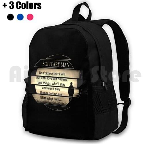 Solitary Man Outdoor Hiking Backpack Waterproof Camping Travel Music Lyrics Johnny Trending Womens Mens Country N Roll Guitar