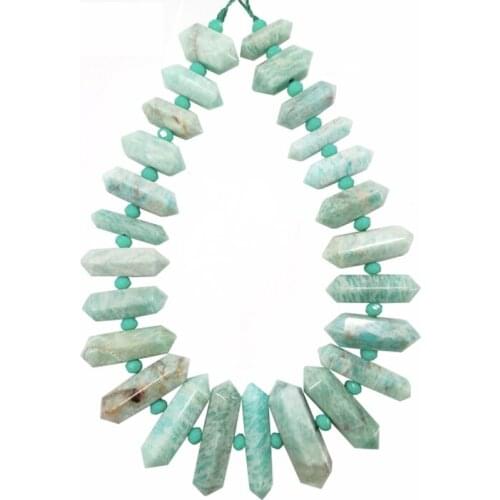 6-12X20-45mm High Quality Natural Green Amazonite Pendant Healing Crystal Double Point GEM PENDANT For Jewelry DIY Bracelet Yoga