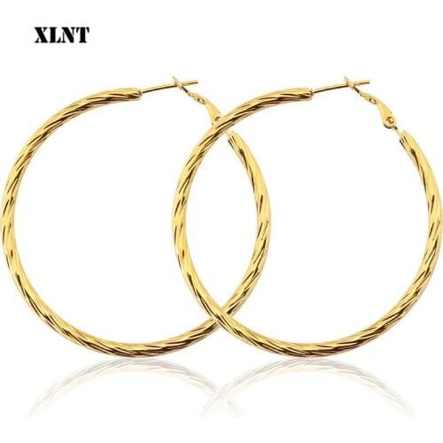 XLNT Big hoops earrings 2019 summer circle eardrop Stainless Steel hoop earring ring ear rings women fashion jewelry