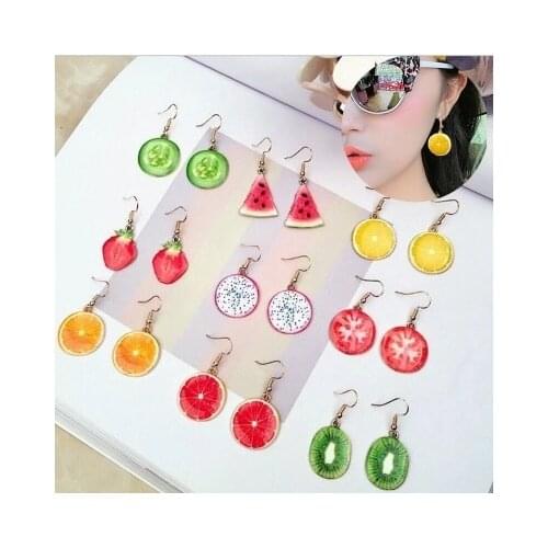 Creative Colorful Pineapple Fruit Drop Earrings For Women Cute Summer Strawberry Oranges Dangle Earring Fashion Jewelry A519