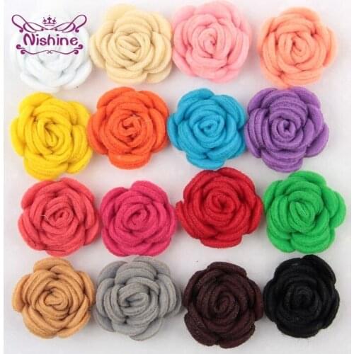 10pcs/lot Solid Colors Non-woven Fabric Rose Flower Hair Accessories Children Headband Caps Clothing Ornament Home Decoration