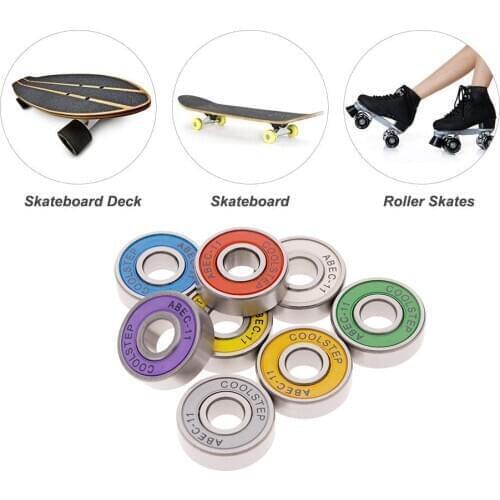 8 Pcs ABEC-11 Iron Bearings Roller Skate Wheel Bearing Red Sealed Shaft Bearing Anti-rust Skateboard Wheel Miniature Tool