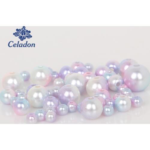 4-10mm Pearl Cabochon Round Mixed Pink Purple Light Blue Pearl Imitation ABS Beads Jewelry Findings DIY Phone Case High Quality