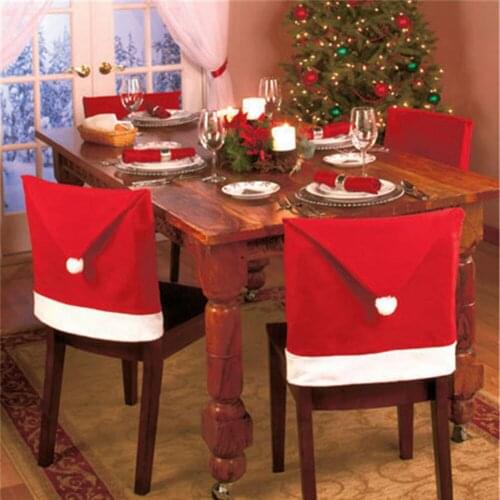 4pcs Santa Clause Cap Red Hat Furniture Chair Back Cover Christmas Decorations for Home Wedding Decoration Santa Sacks Trump