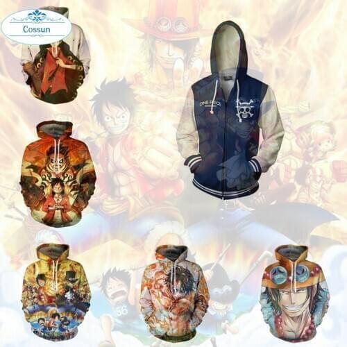 COSSUN Anime ONE PIECE Cosplay Monkey D. Luffy Hoodie Men and Women Casual Sports Sweater Costume New