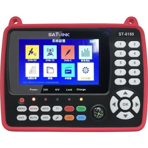 ST-5150 DVB-S2/T2/C COMBO HD Satellite TV Signal Finder Digital Signal Meter Satellite Finder H.265 HEVC MPEG-4 4.3 Inch TFT