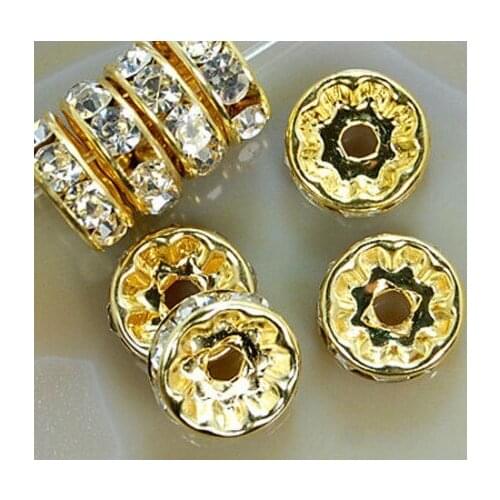 Ghf42 10mm Mixed Color Lot Crystal Rondelle Spacer Silver Plated metal Bracelet necklace DIY hot new arrival