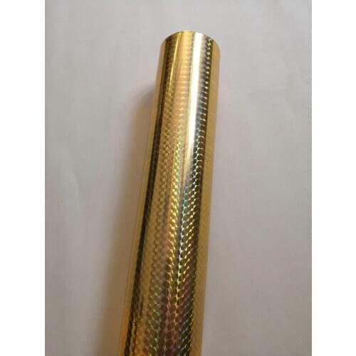 Holographic foil hot stamping foil gold color lattice pattern A02 hot press on paper or plastic 64cm x120m