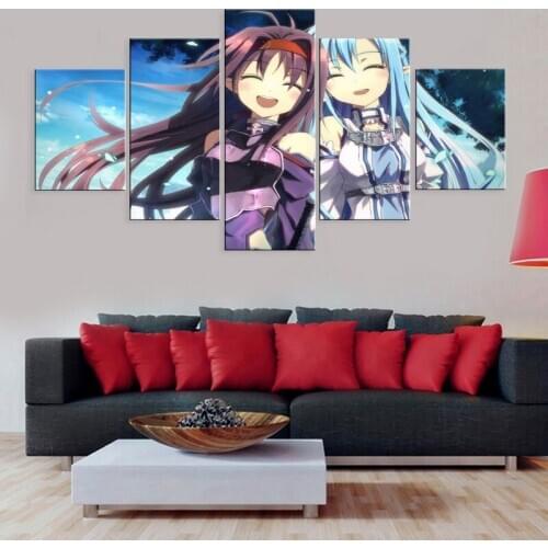 HD Anime Prints 5 Pieces Sword Art Online Asuna Canvas Poster Painting Wall Art Modular Pictures for Living Room Home Decor