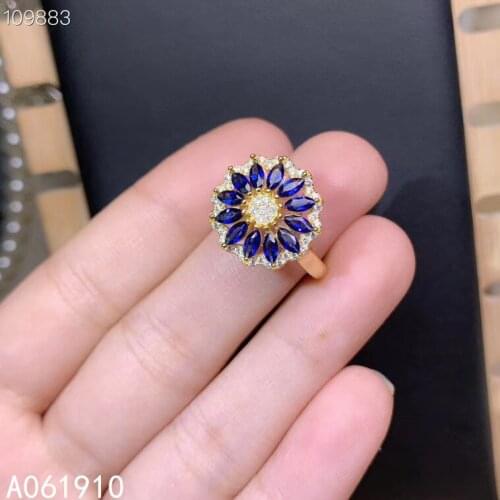 KJJEAXCMY boutique jewelry 925 sterling silver inlaid Blue corundum gemstone popular ladies ring fashion