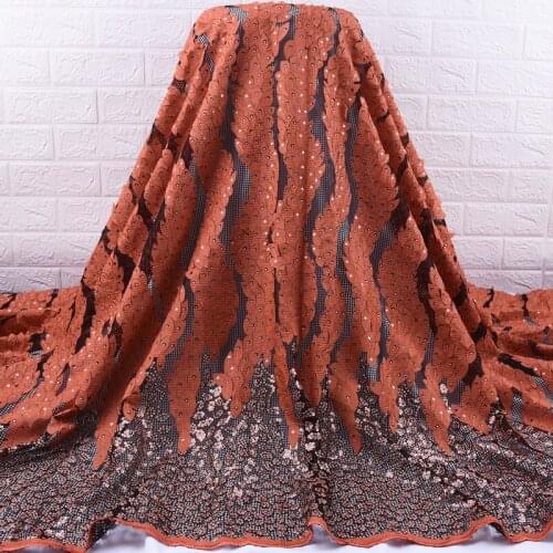 Zhenguiru French Sequined Mesh Lace Fabric High Quality Nigerian 3D Lace 5Yards African Lace Fabric For Dresses Materials A1798