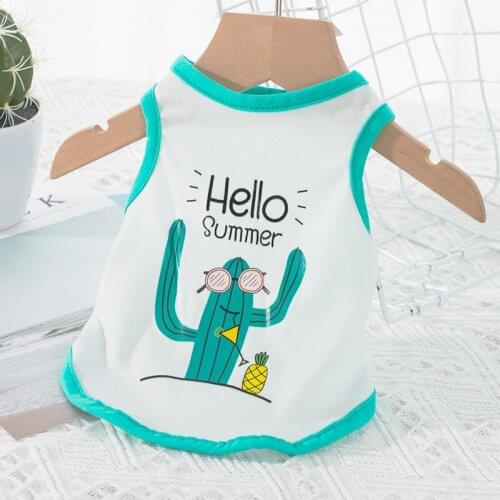 Cute Printed Summer Pets tshirt Puppy Dog Clothes Pet Cat Vest Cotton T Shirt Pug Apparel Costumes Dog Clothes for Small Dogs