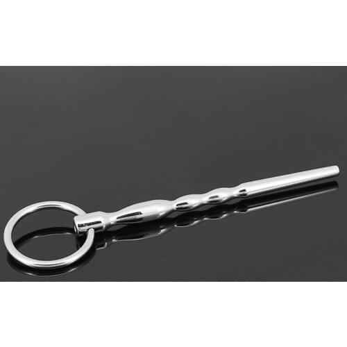 Happygo, Stainless Steel Urinary Catheter Beads Tube Pipe with Hand Loop Mens Short Fetish Chastity Sex Toys Adult Game 916