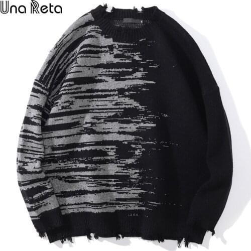 Una Reta Black Mens Sweater New Autumn Winter Hip Hop Sweater Men Streetwear Patchwork Pullover Tops Harajuku Couple Sweater