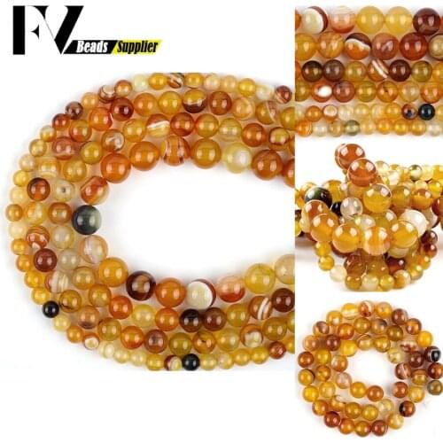 Natural Brown Striped Agates Stone Beads For Jewelry Making 6 8 10 mm Round Loose Spacer Beads Diy Bracelet Charms Accessories
