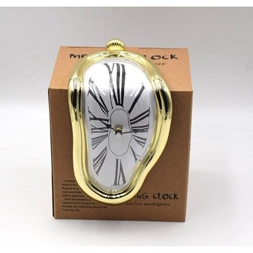 2021 Creative Seat Twisting Clock Melting Table Clock Right Angle Retro Deformation Roman Numerber Clocks Office Home Decor