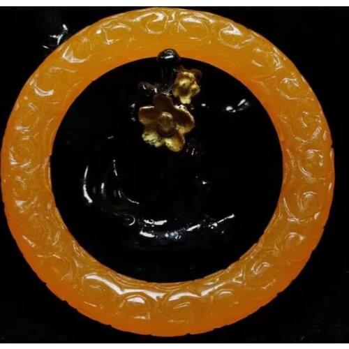 New Class A Natural jadeit High ice yellow Jade Bracelet carving bangles jewelry jade bangles Real stone women gift bracelet