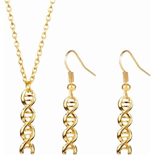 Science Biology Rotate DNA Pendant Necklace Chemical DNA Melecule Helix Shape Necklaces Jewelry Gifts for Biology Teacher