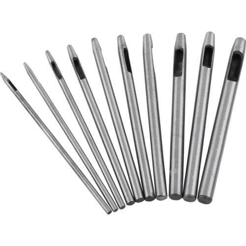 10Pcs 0.5/1/1.5/2/2.5/3/3.5/4/4.5/5mm Hole Punch Tool 10cm Hollow Leather Puncher Steel Belt Leather Craft Punching Hole Tool