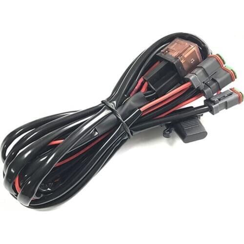 Connecting 3 Car LED Work Light Wiring Harness With DT Connecter Waterproof Universal for Long Strip Light Off-road Spotlights